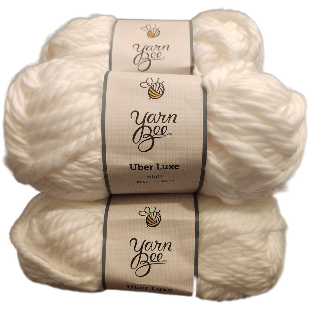 Yarn Bee Uber Luxe Super Bulky Acrylic Yarn White 7oz 42yd Lot of 5 Skeins
